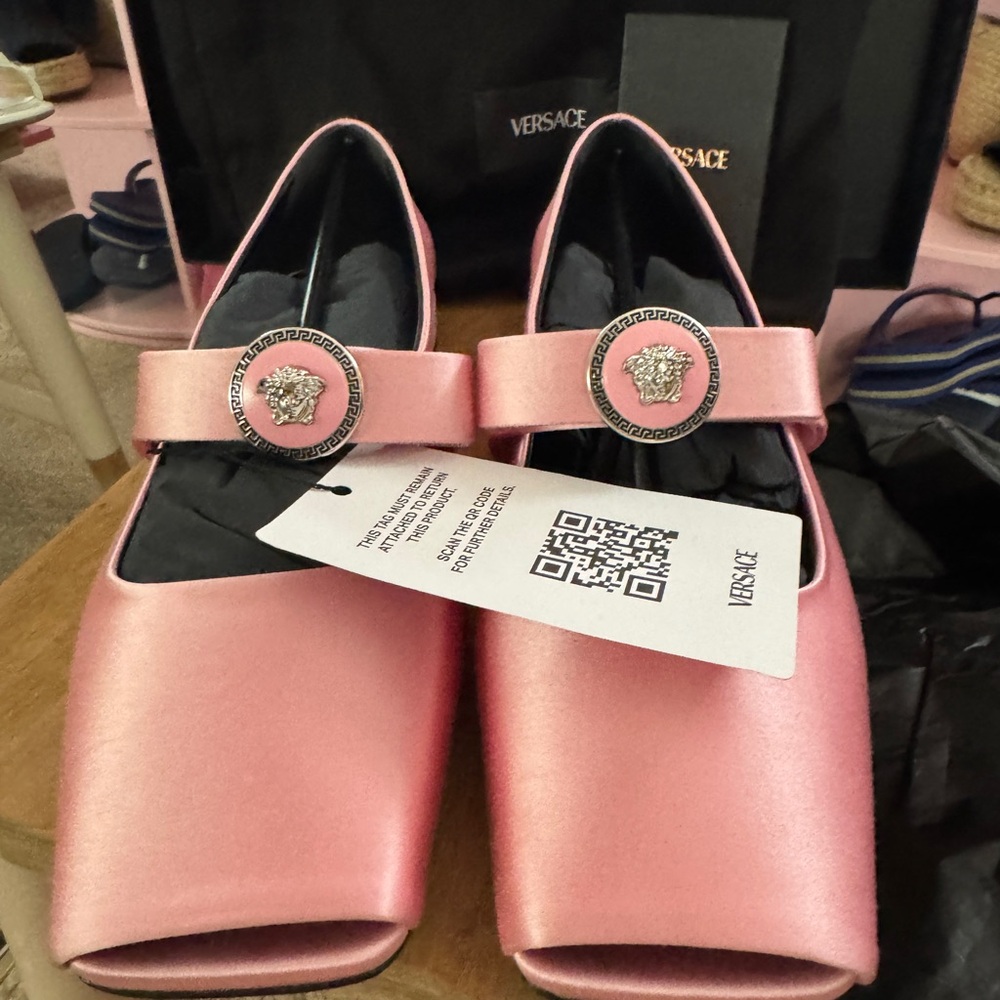 Never Worn! - Versace Pink Women's Peep Toe Ballerina Shoes
